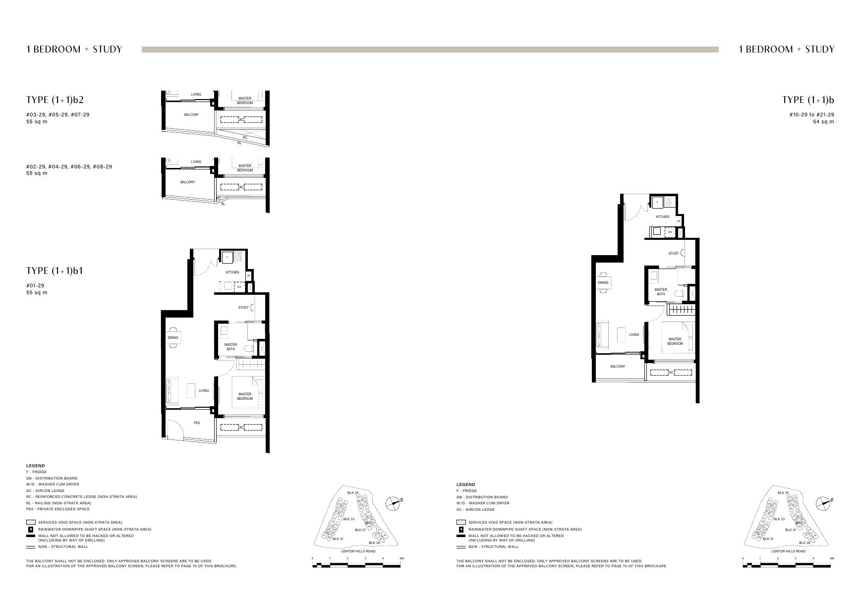 1 Bedroom + Study floor plan
